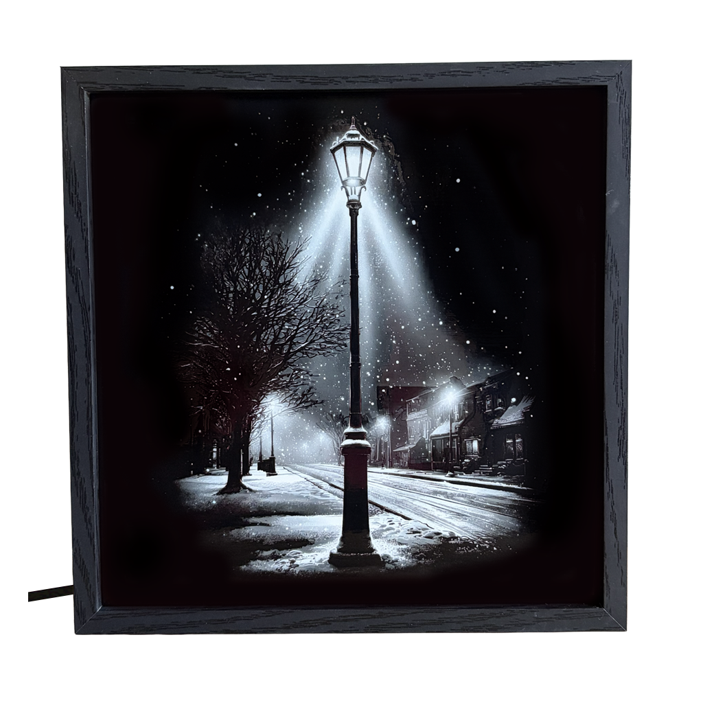 Snowy Street Lamp Night