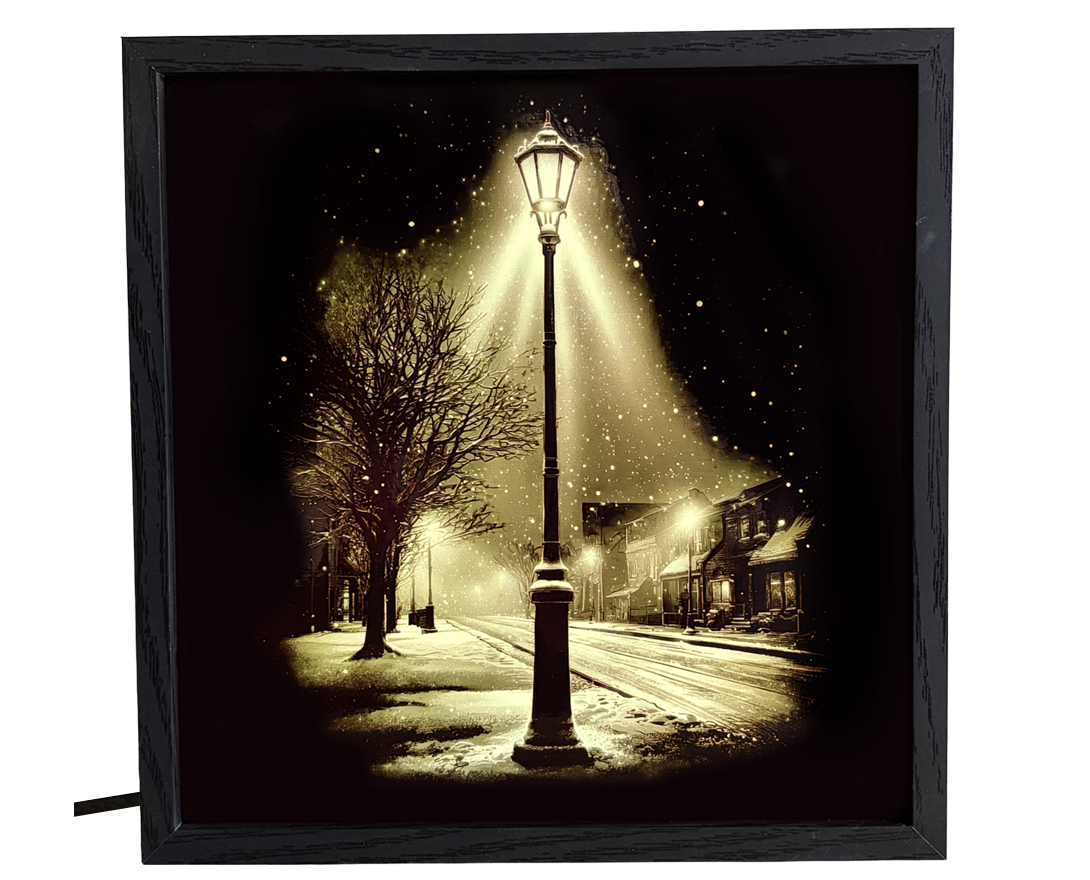 Snowy Street Lamp Night