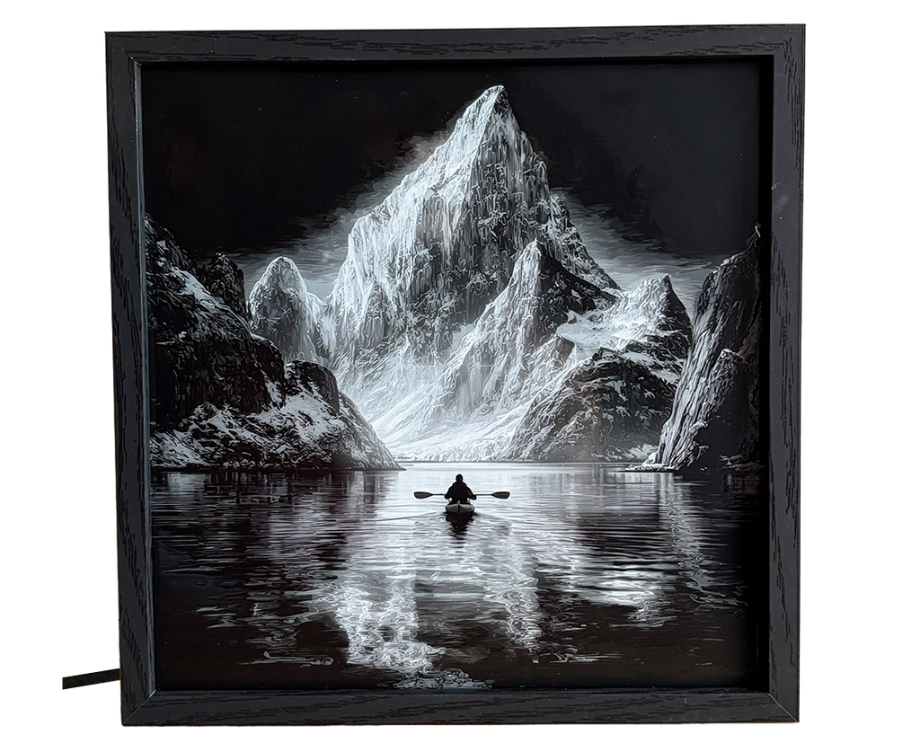 Solitary Kayak on Mountain Lake