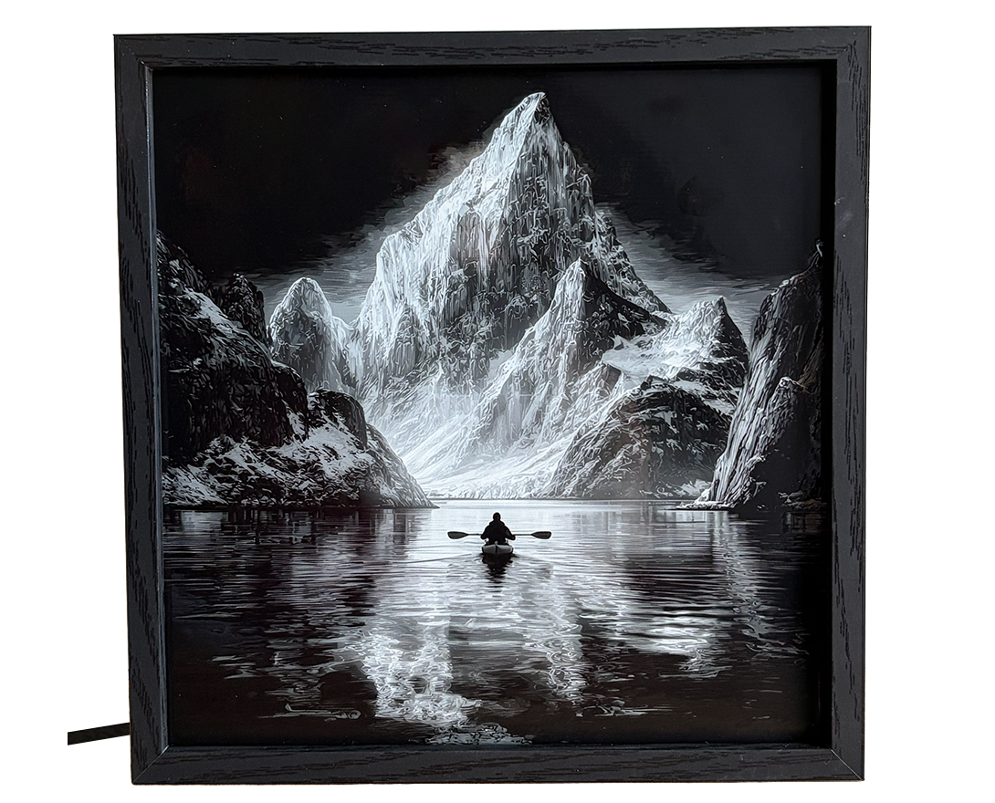 Solitary Kayak on Mountain Lake