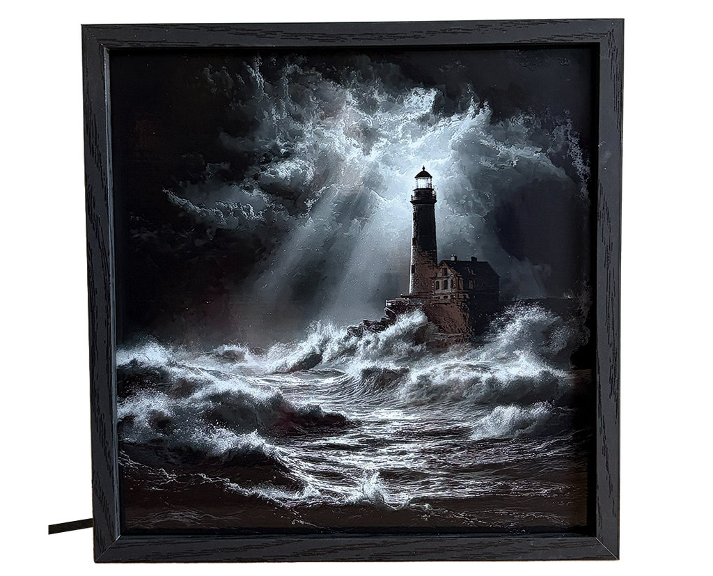 Lighthouse in Stormy Sea