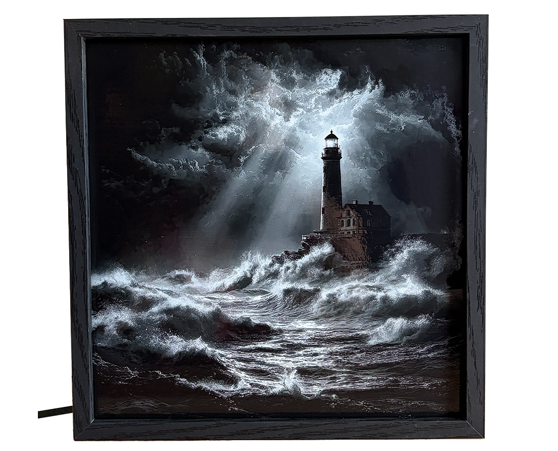 Lighthouse in Stormy Sea